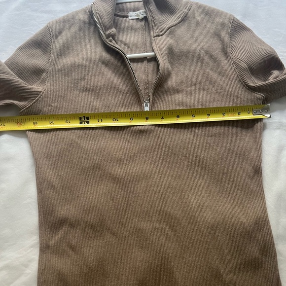 Rag & Bone Laila Long Sleeve Midi Sweater Dress Taupe Side Slit Zip Size Small - Picture 12 of 14